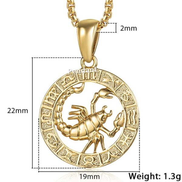 Men's 12 Horoscope Zodiac Signs Gold Pendant Necklace - Image 4