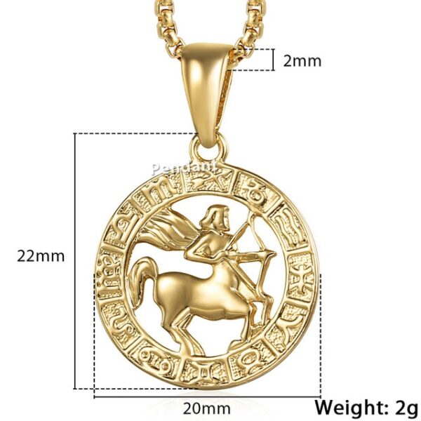 Men's 12 Horoscope Zodiac Signs Gold Pendant Necklace - Image 3