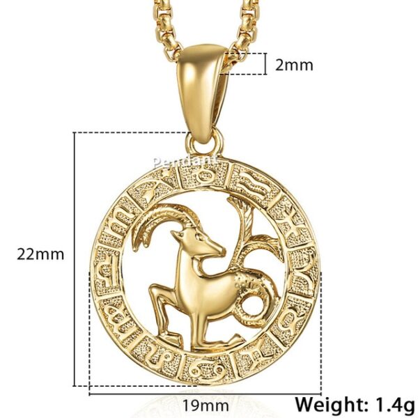 Men's 12 Horoscope Zodiac Signs Gold Pendant Necklace - Image 2