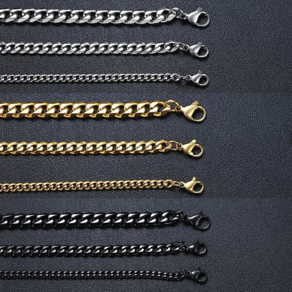 Mens Simple 3-11 mm Stainless Steel Cuban Link Chain Necklaces 1